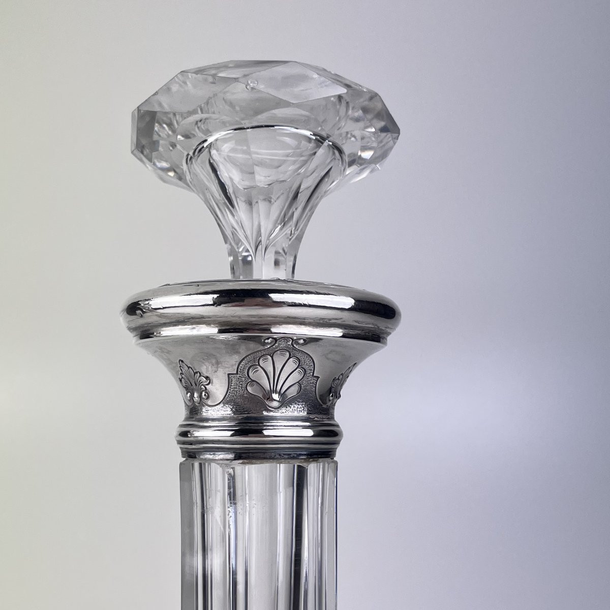 Pair Of Baccarat Crystal And Sterling Silver Decanters. Circa 1921 In Paris.-photo-2