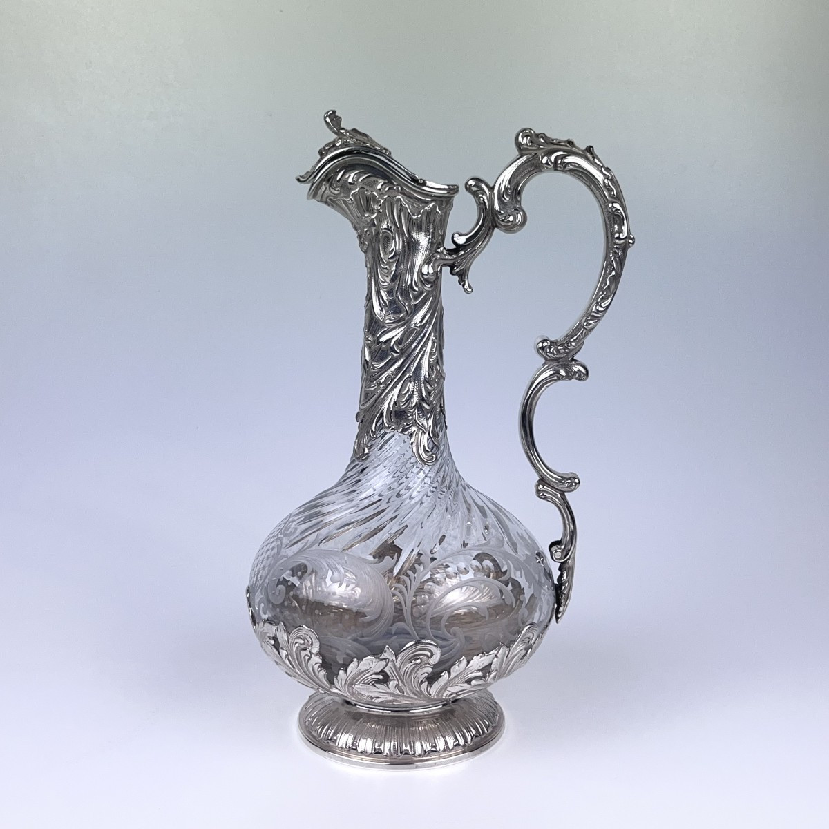 Ewer In Crystal And Solid Silver, Paris Late 19th - Early 20th Century.-photo-2