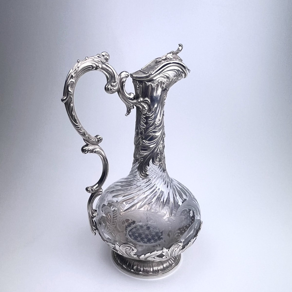 Ewer In Crystal And Solid Silver, Paris Late 19th - Early 20th Century.-photo-1