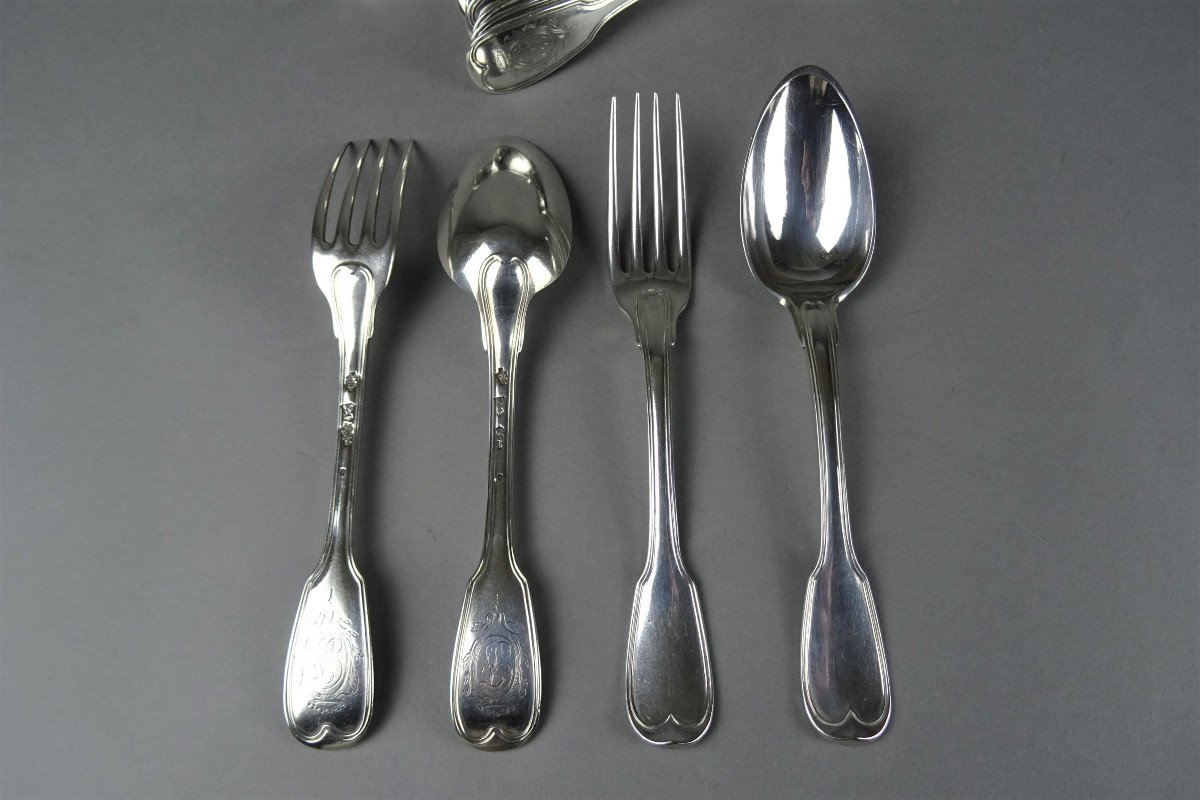 Couverts de table en argent,  Paris 1785.-photo-1
