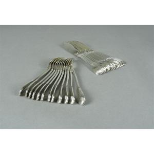 12 Silver Fish Cutlery Shell Model