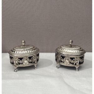 Pair Of Silver Salt Cellars, Paris 1789.