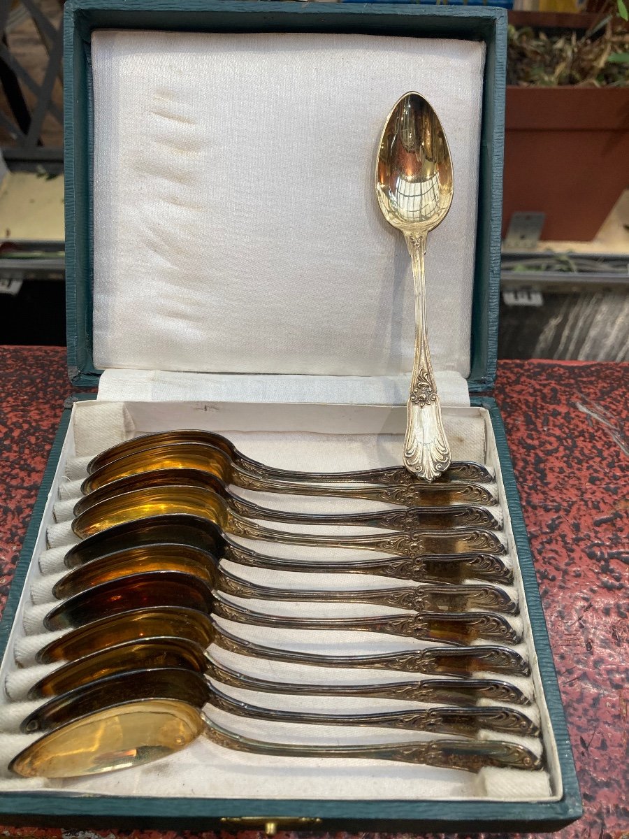 Series Of 12 Vermeil Tea Spoons From P.queille
