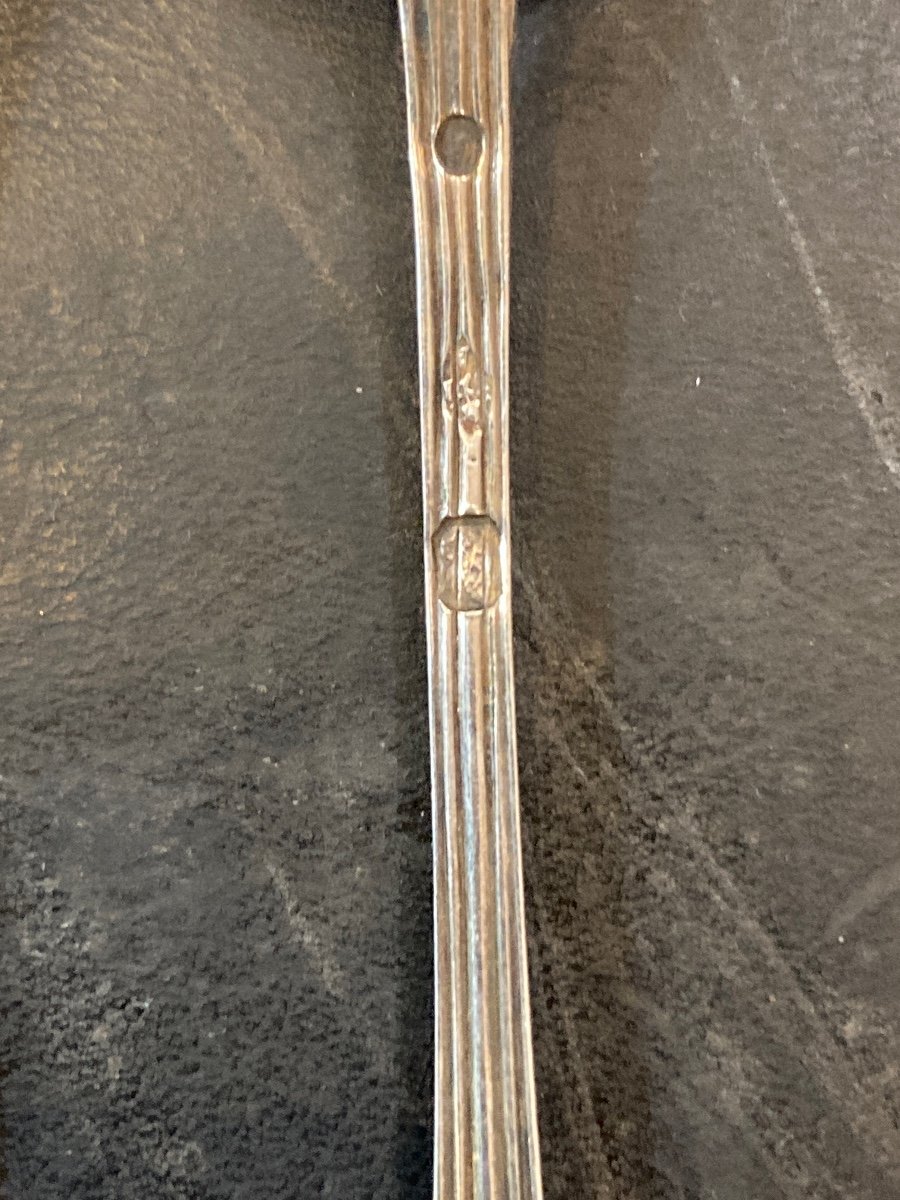 Pair Of Salt Spoons Restoration Period Solid Silver-photo-1