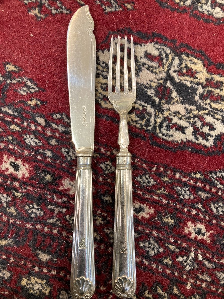 English Silver Metal Fish Cutlery-photo-3