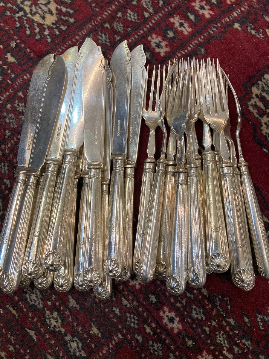 English Silver Metal Fish Cutlery-photo-7