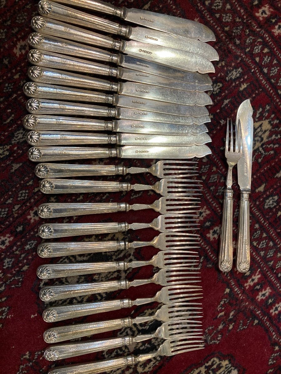 English Silver Metal Fish Cutlery
