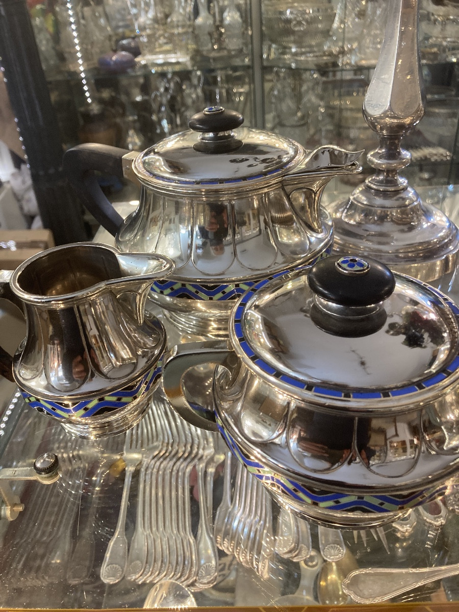 Très Rare Service à Thé (3 Pièces) émaillé