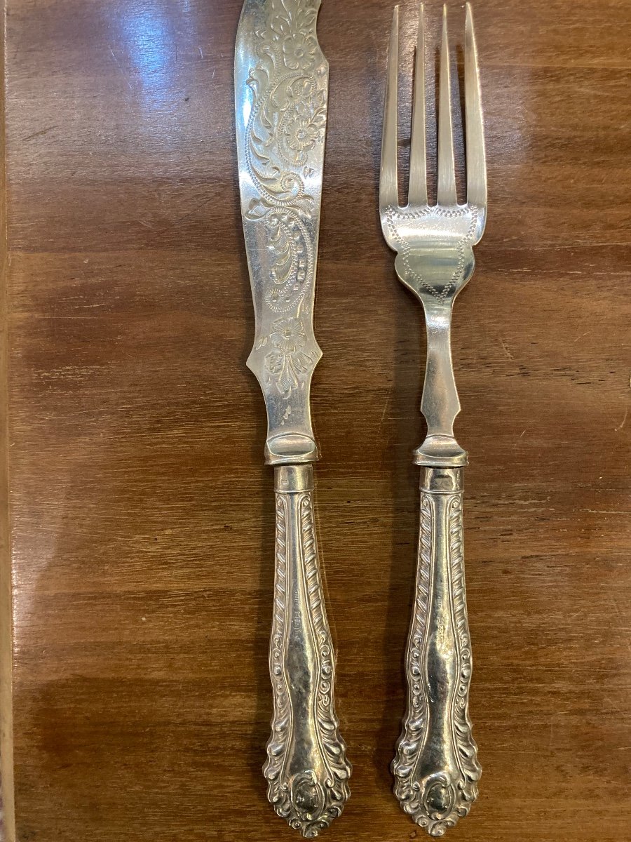 English Sterling Silver Fish Cutlery -photo-4