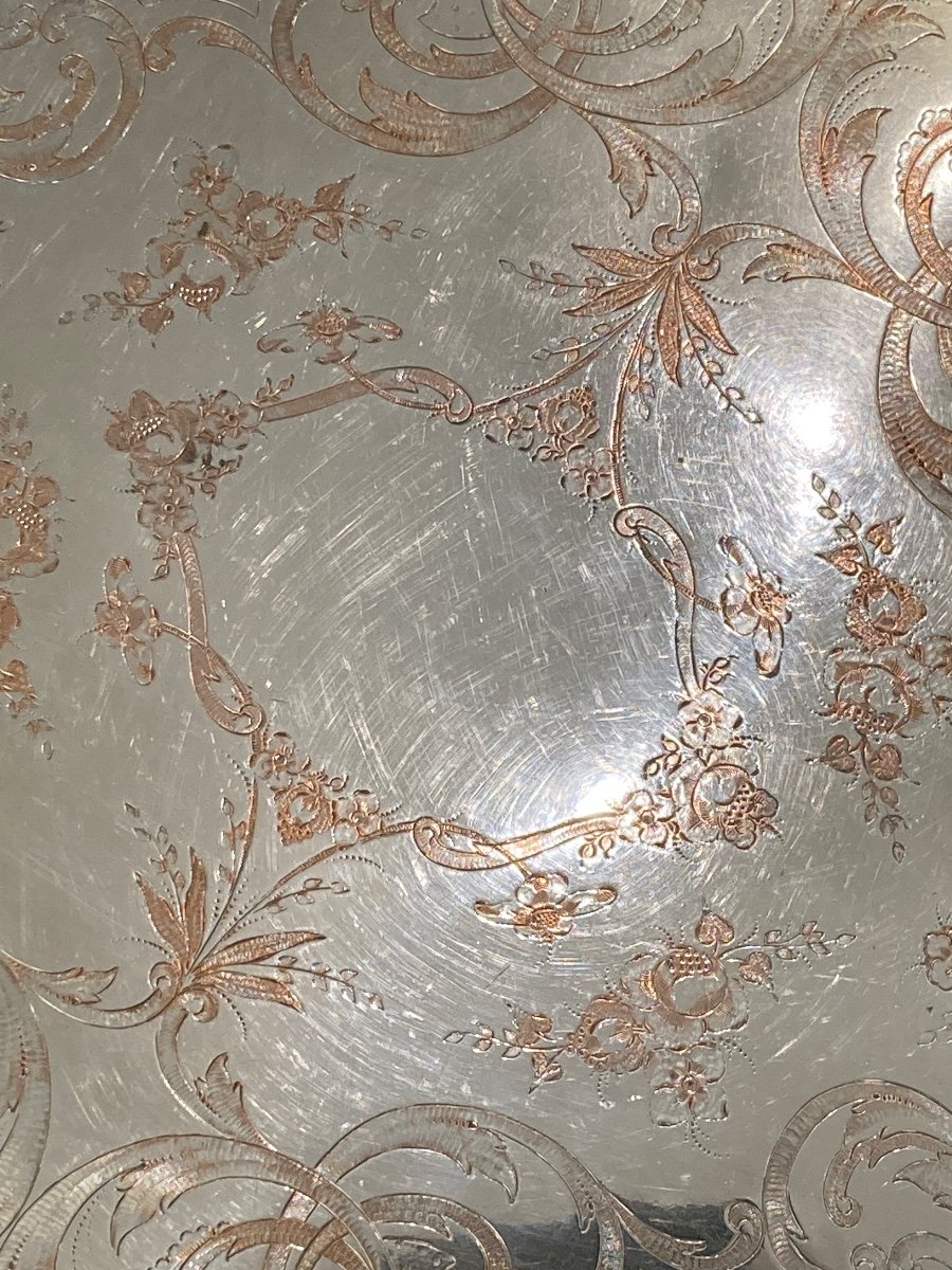 Large 19 E Silver Metal Tray -photo-3