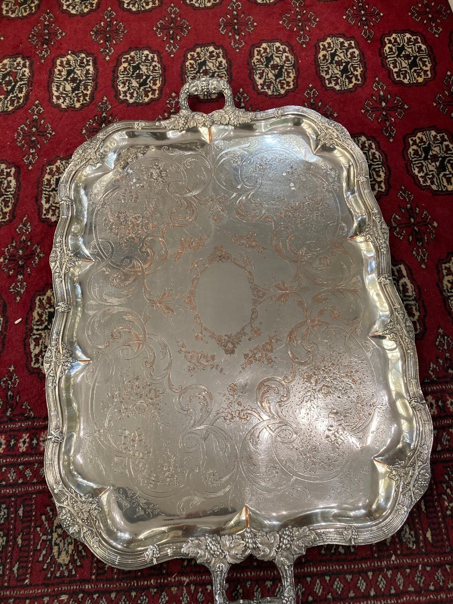 Large 19 E Silver Metal Tray 
