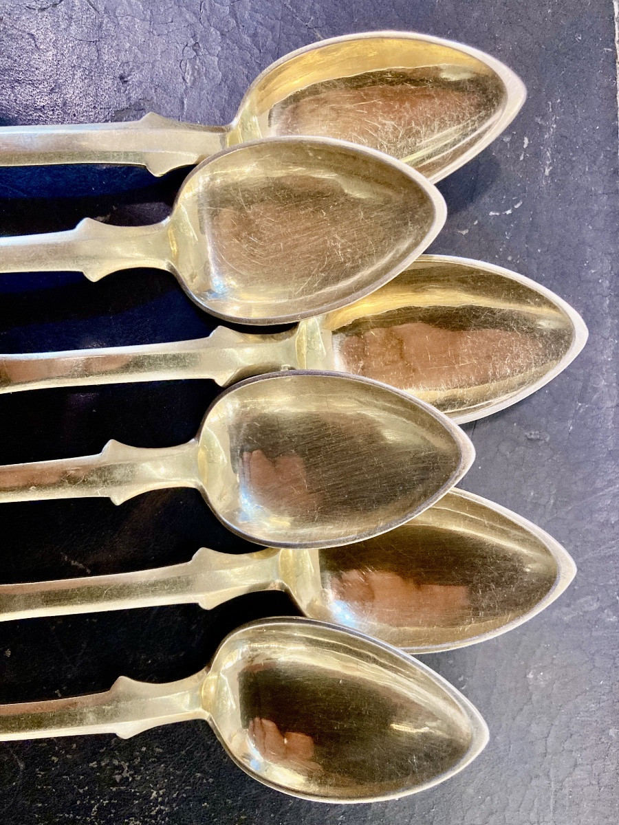 Set Of 6 Russian Vermeil Moscow Spoons-photo-3