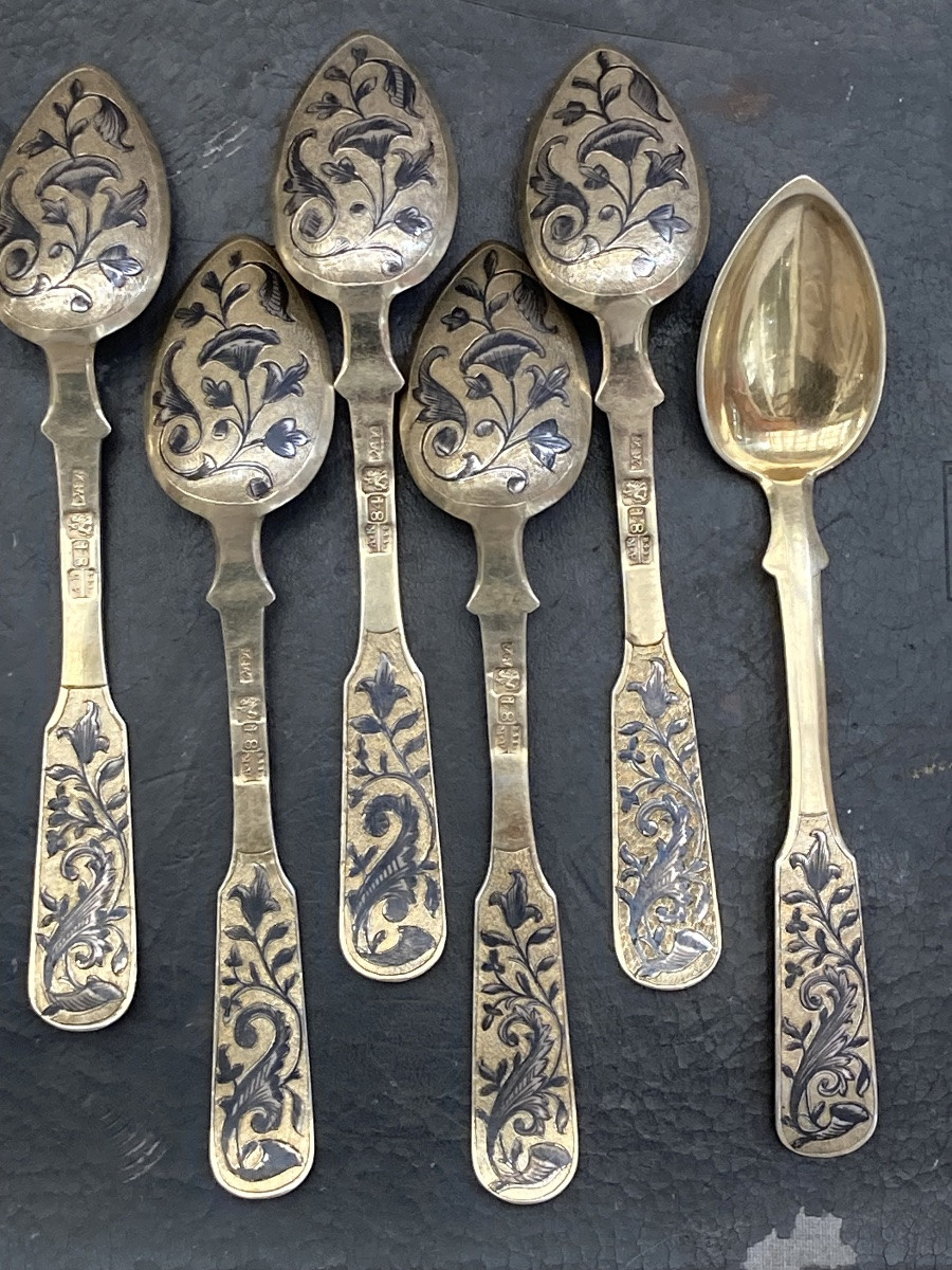 Set Of 6 Russian Vermeil Moscow Spoons-photo-4