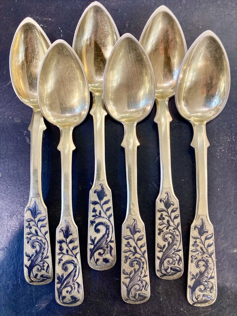 Set Of 6 Russian Vermeil Moscow Spoons
