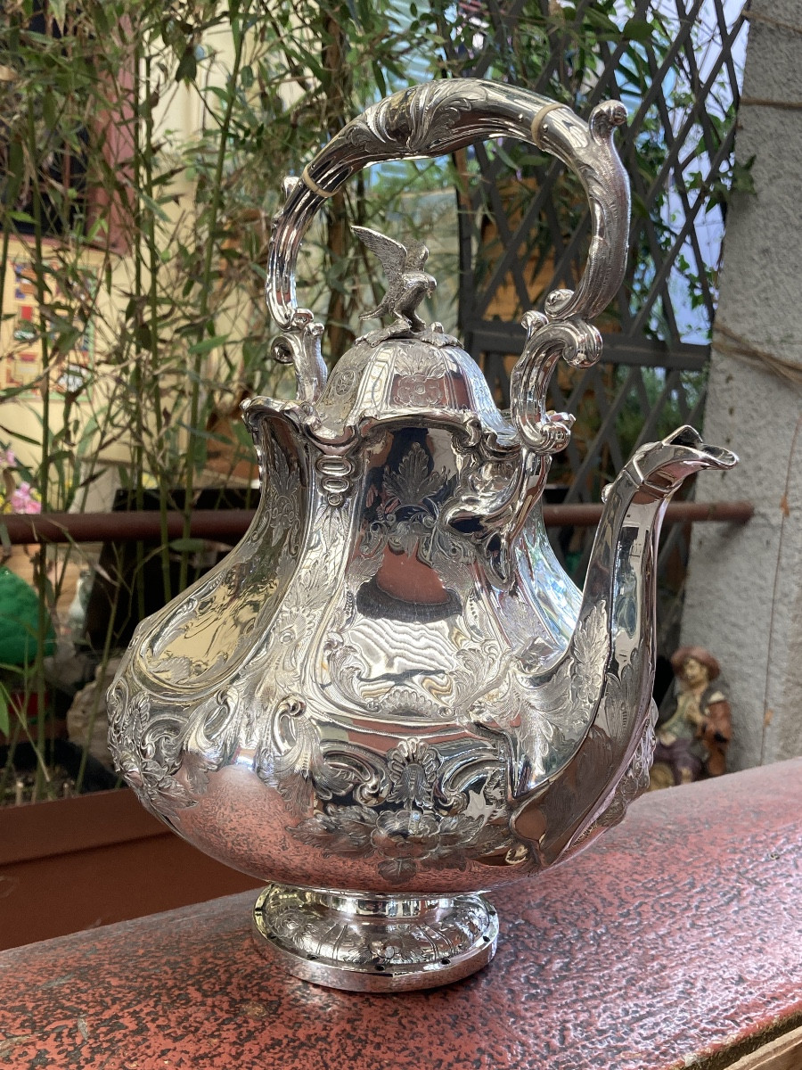 Théière en metal argenté 19e Anglaise-photo-4