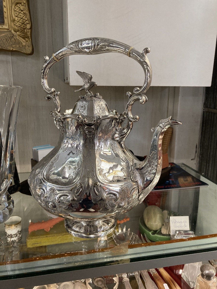 Théière en metal argenté 19e Anglaise-photo-6