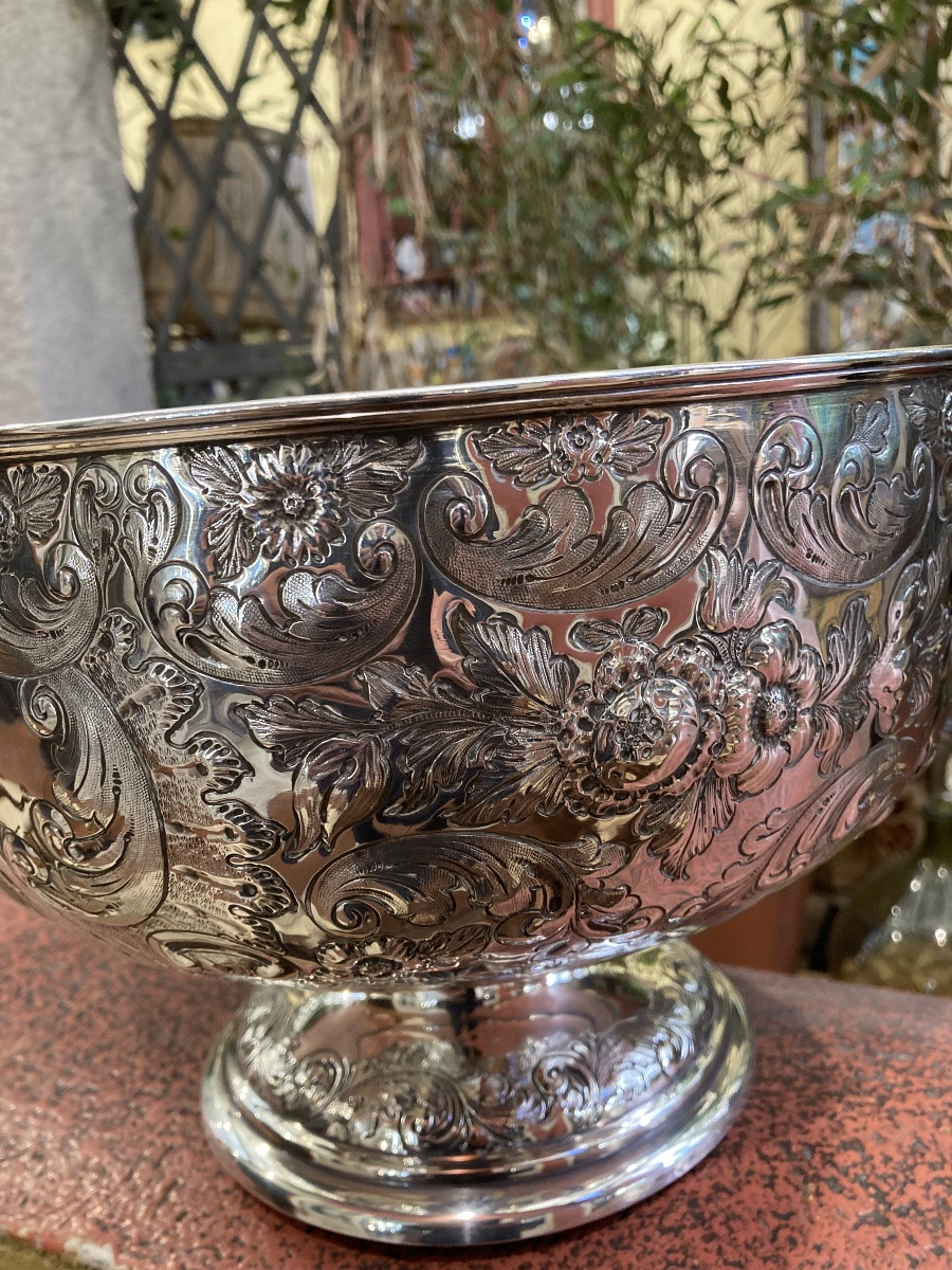 English Solid Silver Salad Bowl -photo-3