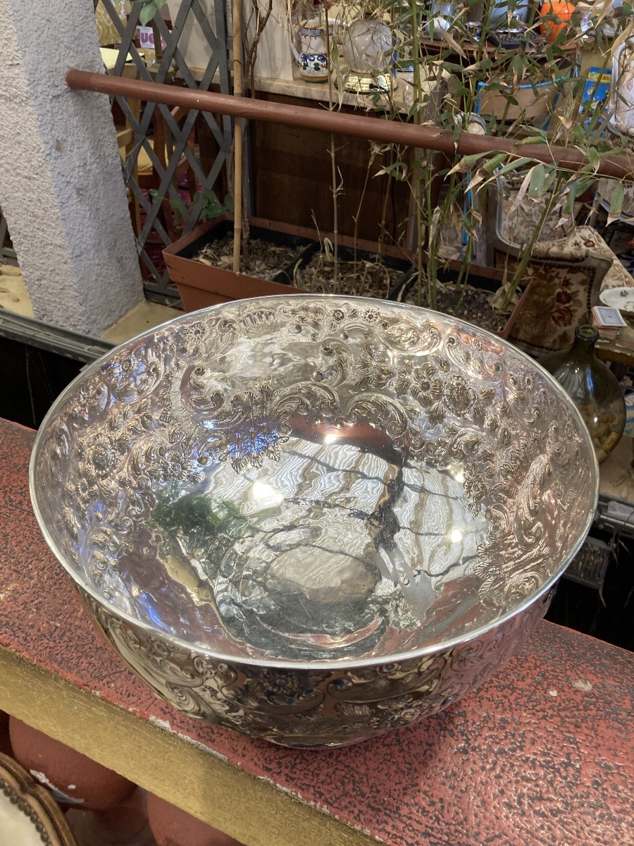 English Solid Silver Salad Bowl -photo-4