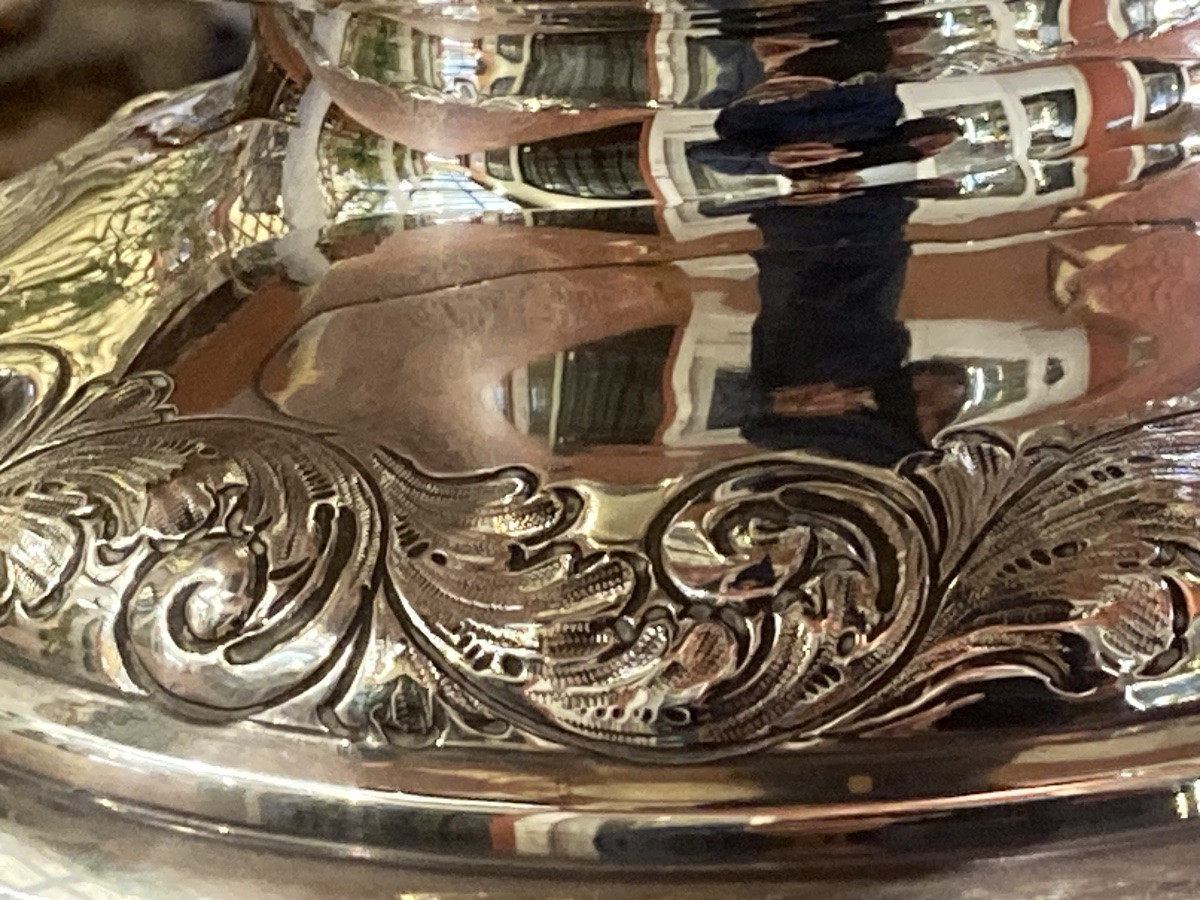 English Solid Silver Salad Bowl -photo-2