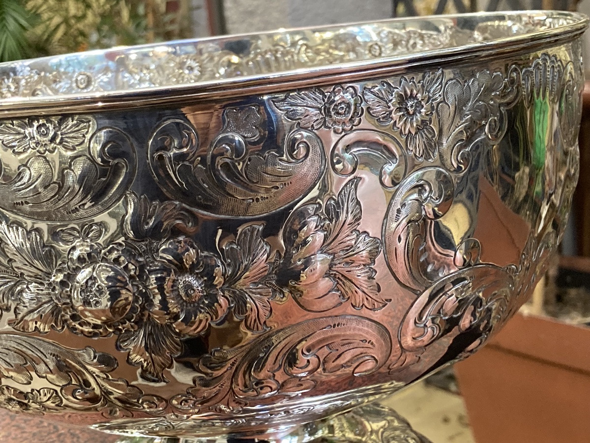 English Solid Silver Salad Bowl -photo-3