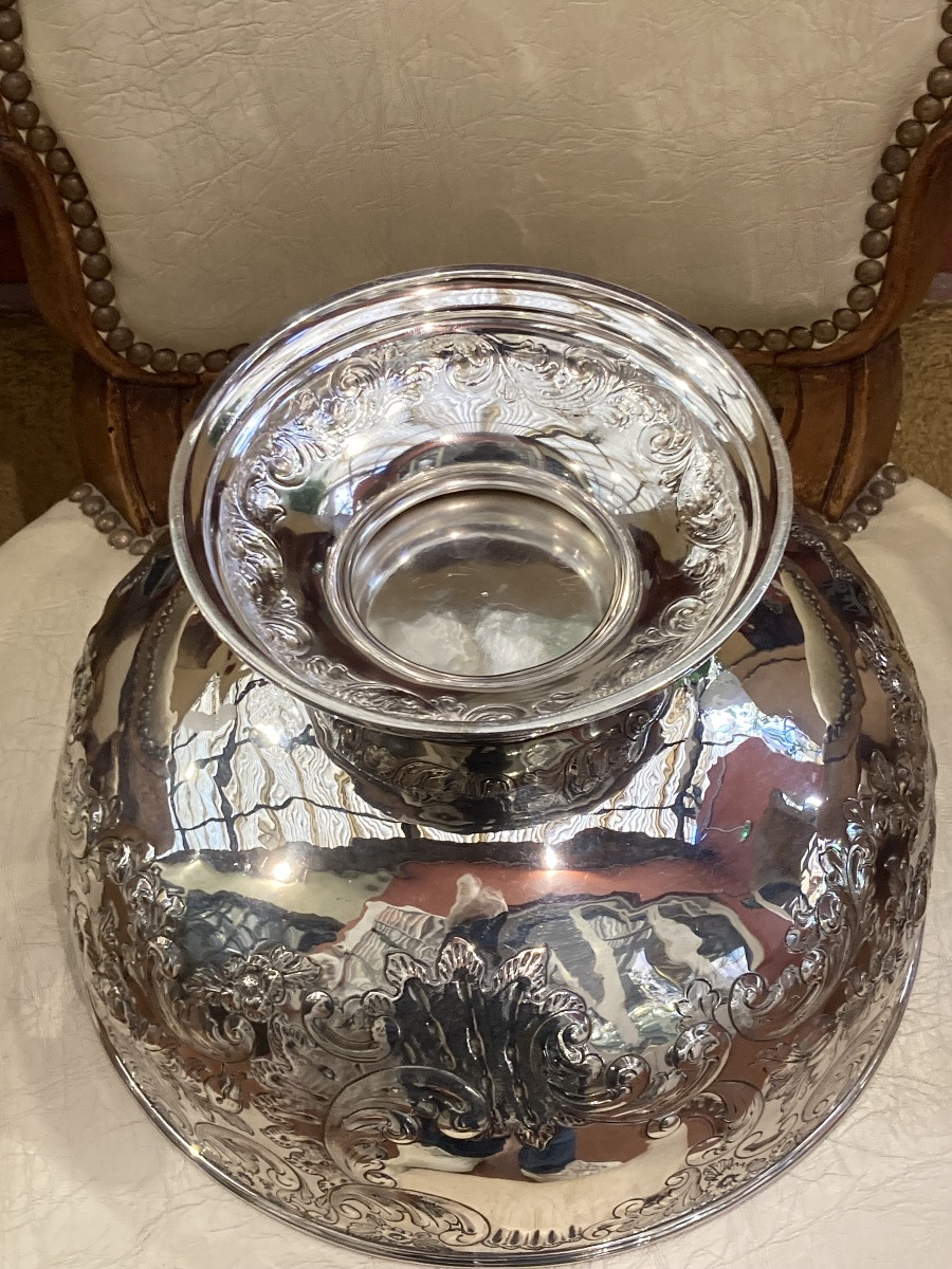English Solid Silver Salad Bowl -photo-4