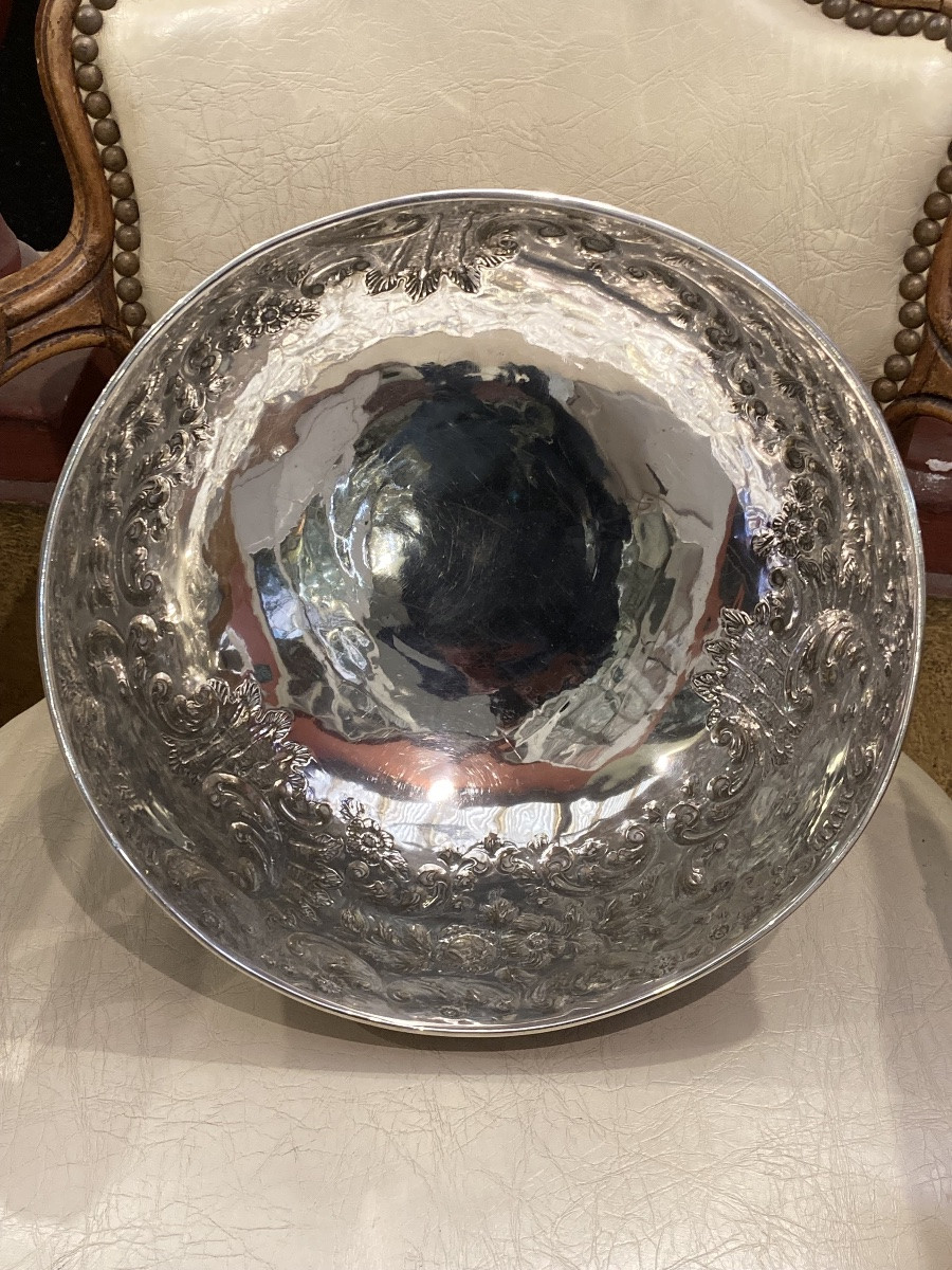 English Solid Silver Salad Bowl -photo-5