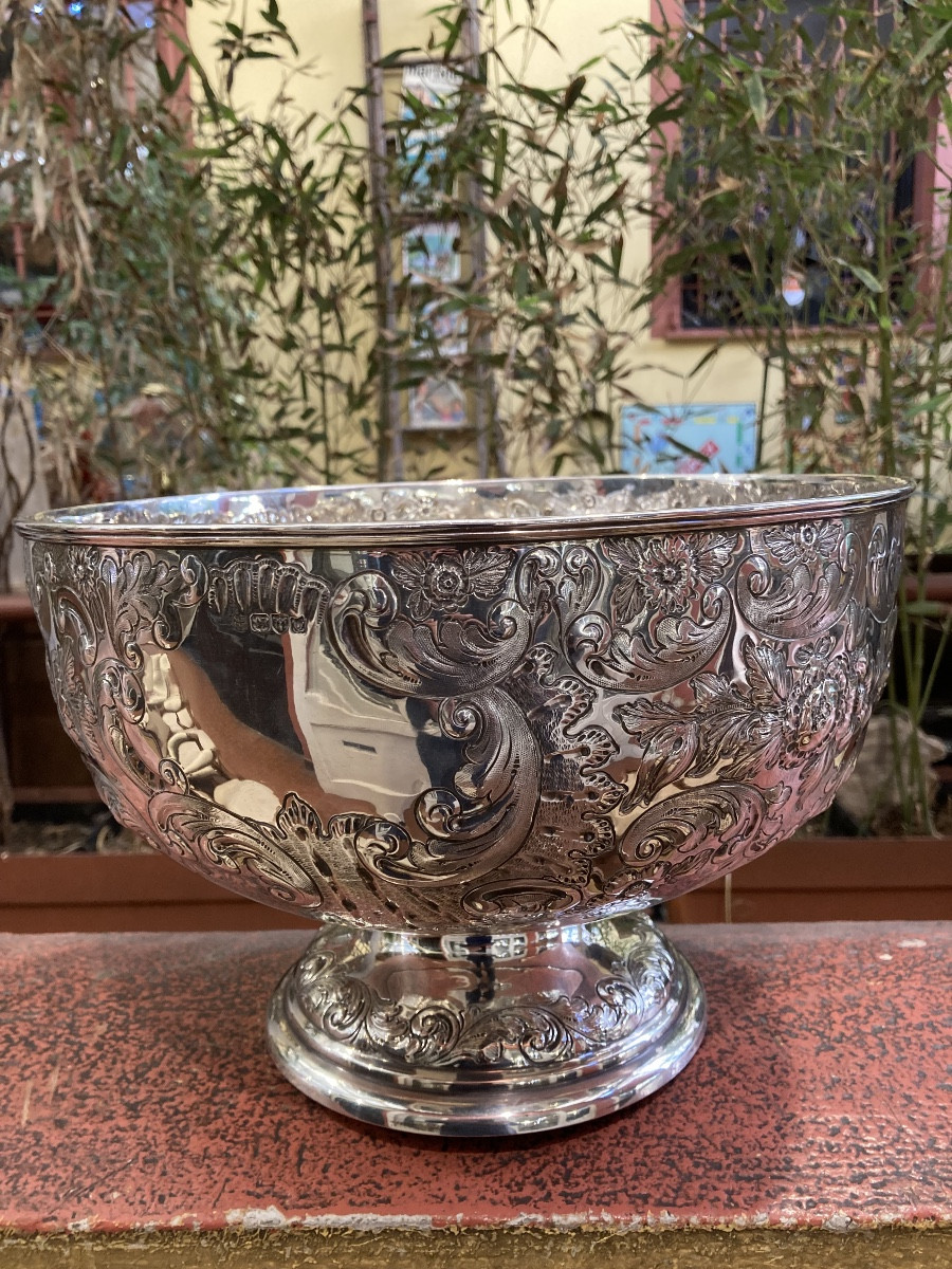 English Solid Silver Salad Bowl 