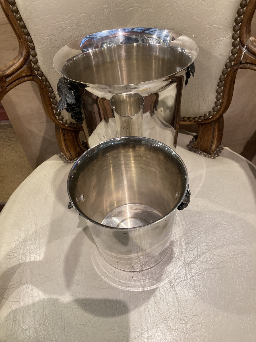 Champagne Bucket With Ice Bucket, Handles, Bunches Of Grapes -photo-4