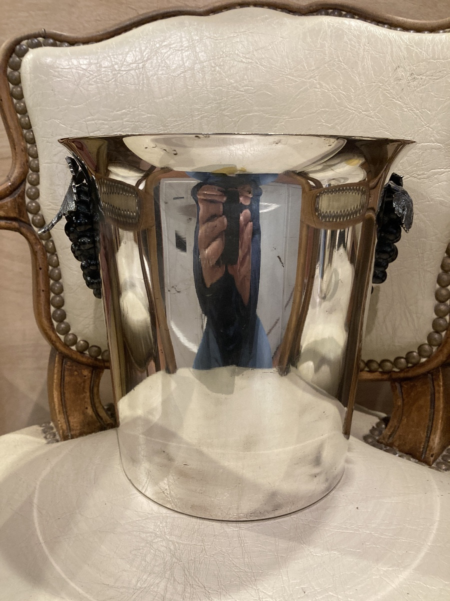 Champagne Bucket With Ice Bucket, Handles, Bunches Of Grapes -photo-2