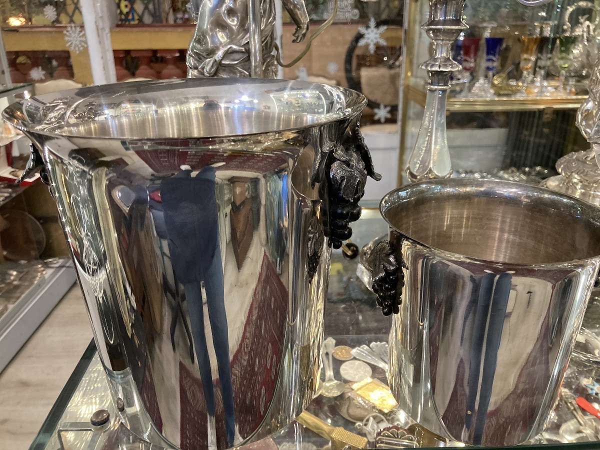 Champagne Bucket With Ice Bucket, Handles, Bunches Of Grapes 