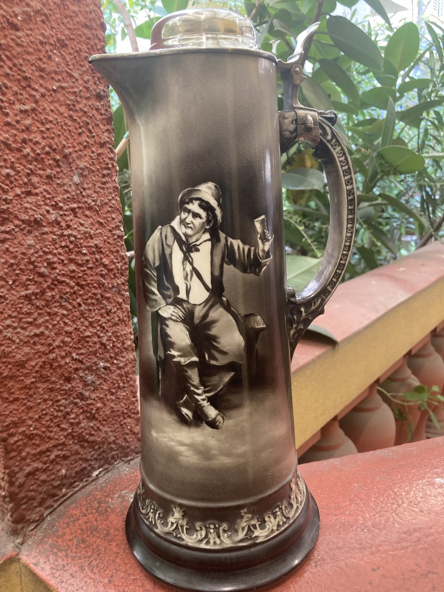 Pichet à bière couvercle argent sterling