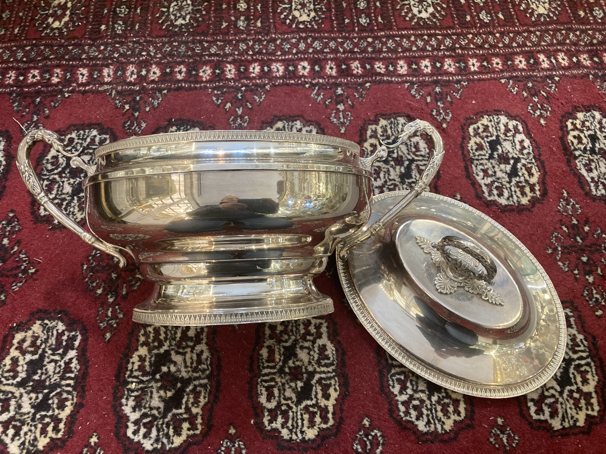 Empire Style Silver-plated Metal Tureen-photo-2