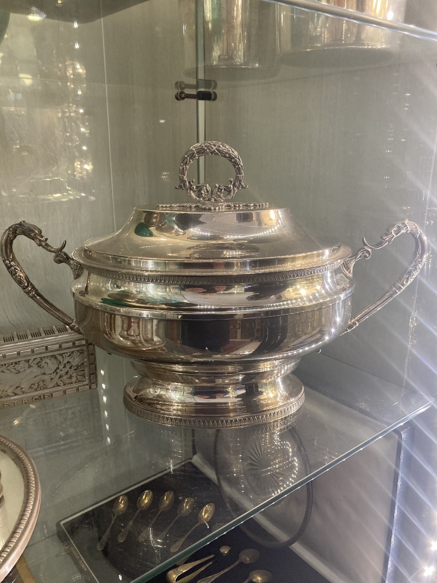 Empire Style Silver-plated Metal Tureen-photo-5
