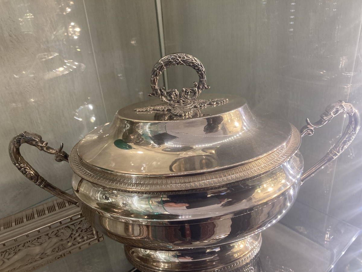 Empire Style Silver-plated Metal Tureen-photo-6