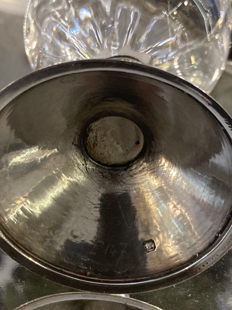 Verre à porto cristal pieds argent massif de Cardeillac fer de lance-photo-3