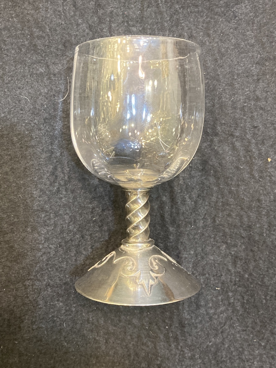 Verre à porto cristal pieds argent massif de Cardeillac fer de lance-photo-4