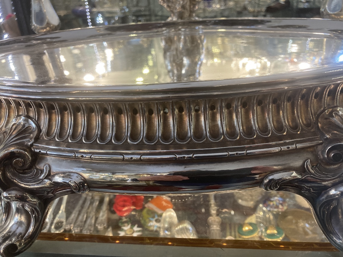 Silver-plated Metal Food Warmer, 19th Century-photo-4