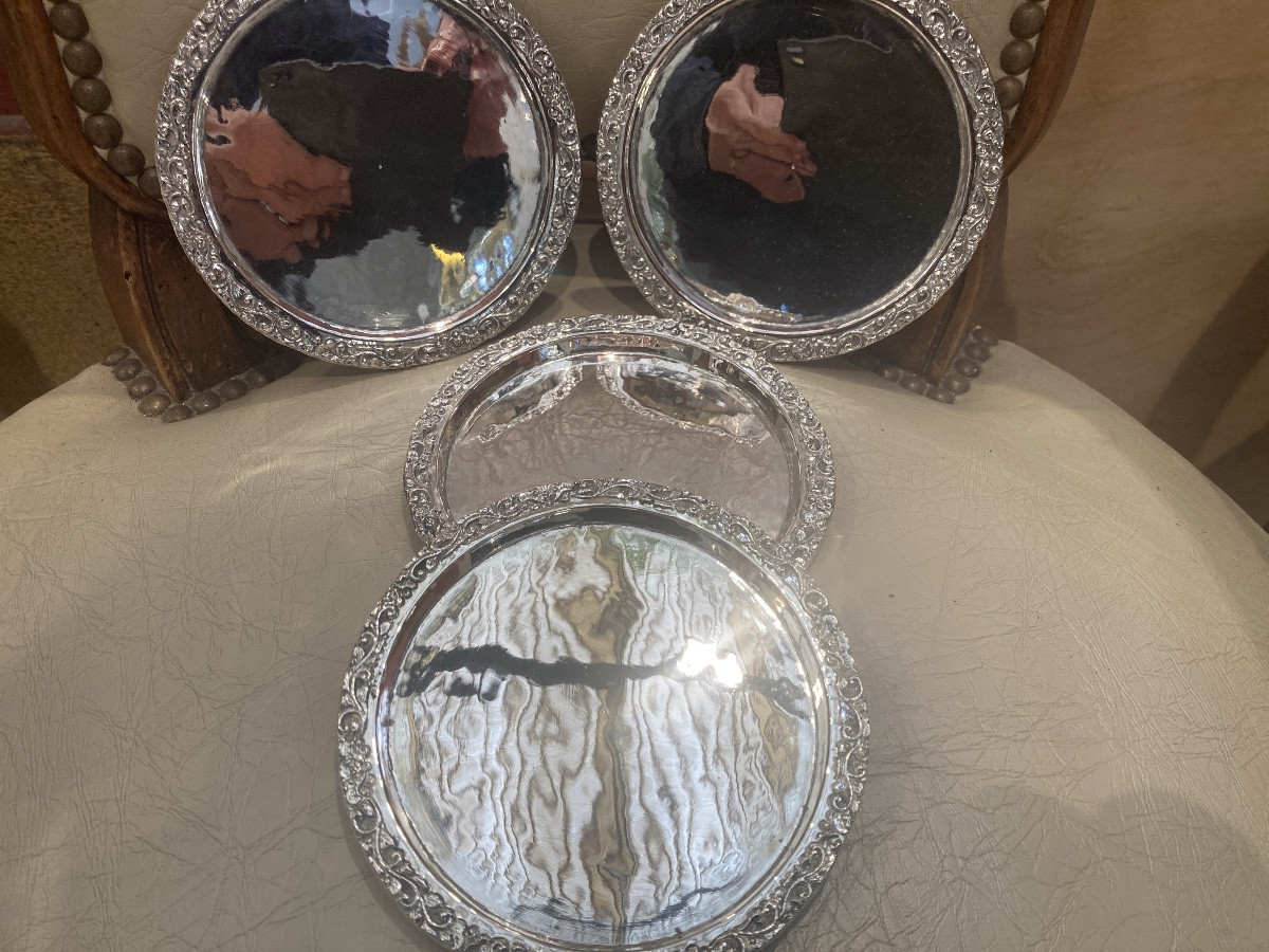 Set Of 4 Solid Silver Bottle Coasters-photo-3