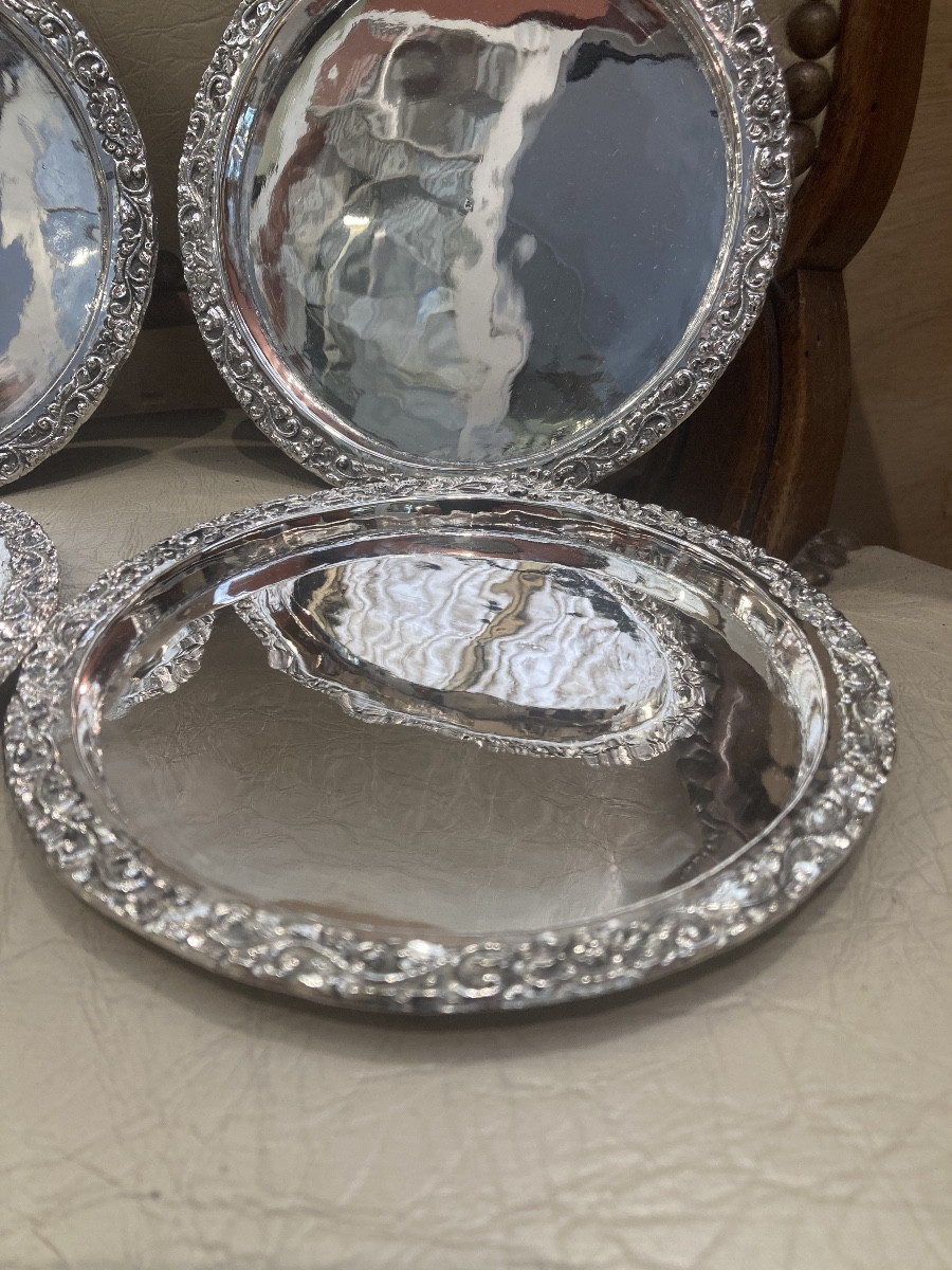 Set Of 4 Solid Silver Bottle Coasters-photo-4