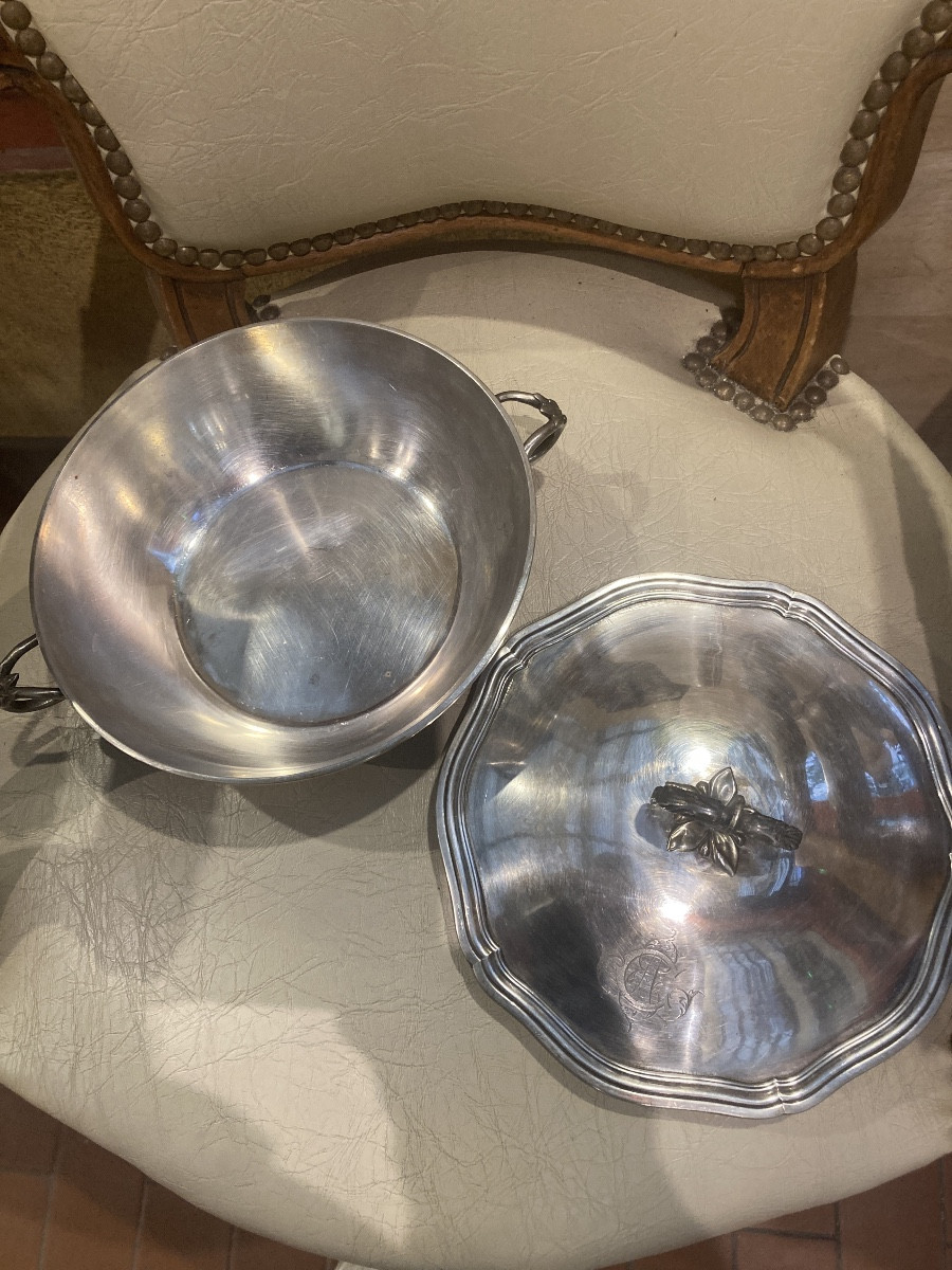 Vegetable Dish, 19th Century, Silver-plated Metal -photo-3