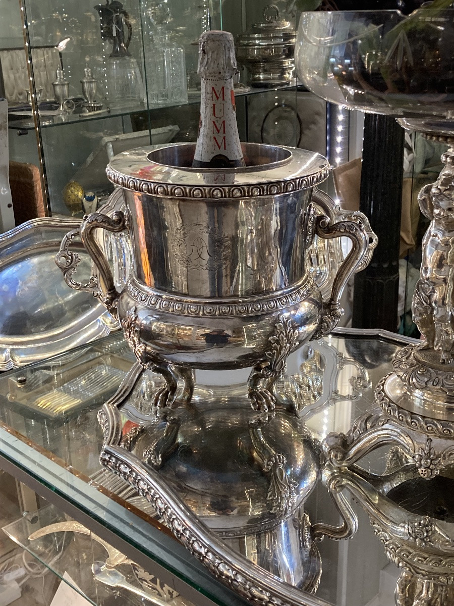 Seau à champagne métal argenté -photo-2