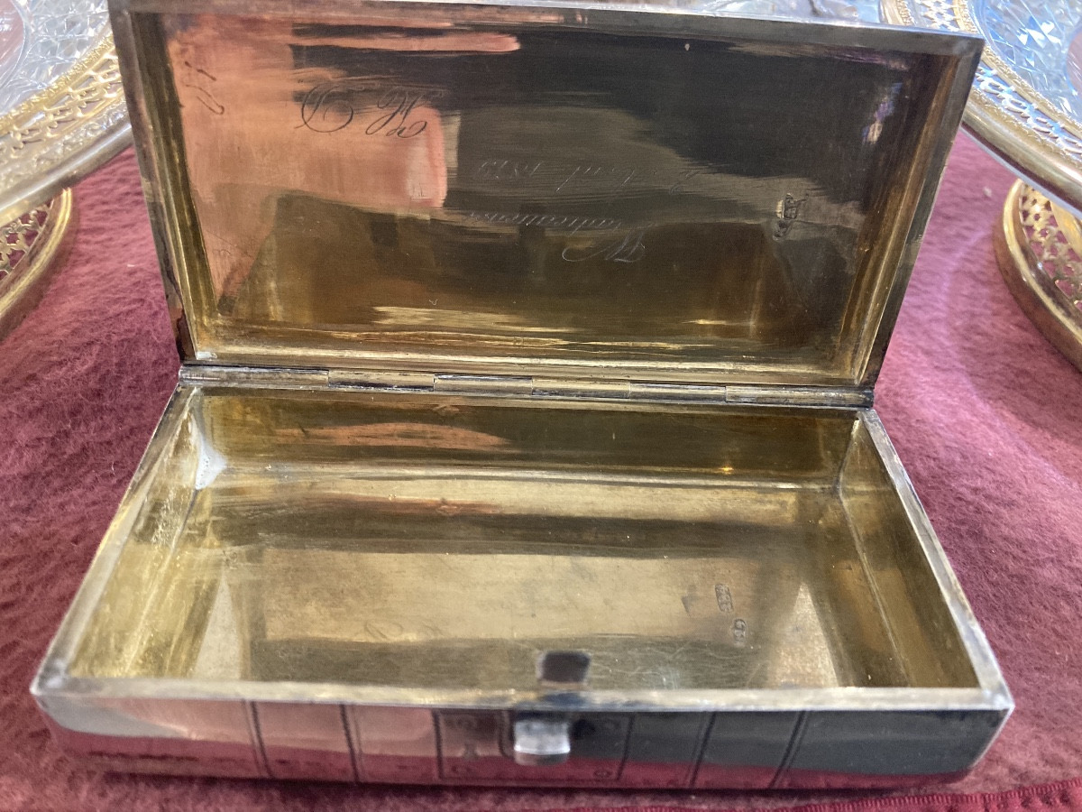 Tabatière Malle trompe l’œil russe argent -photo-2