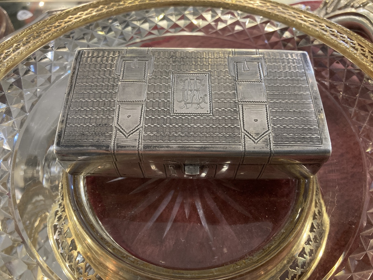 Tabatière Malle trompe l’œil russe argent -photo-2