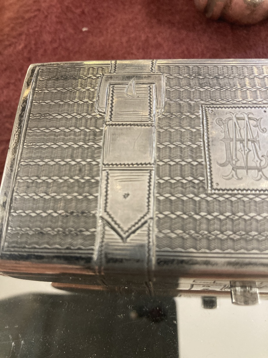 Tabatière Malle trompe l’œil russe argent -photo-7