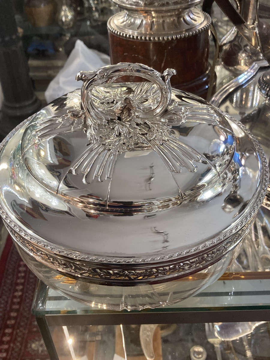 Légumier cristal et argent massif minerve export 1 e titre-photo-3