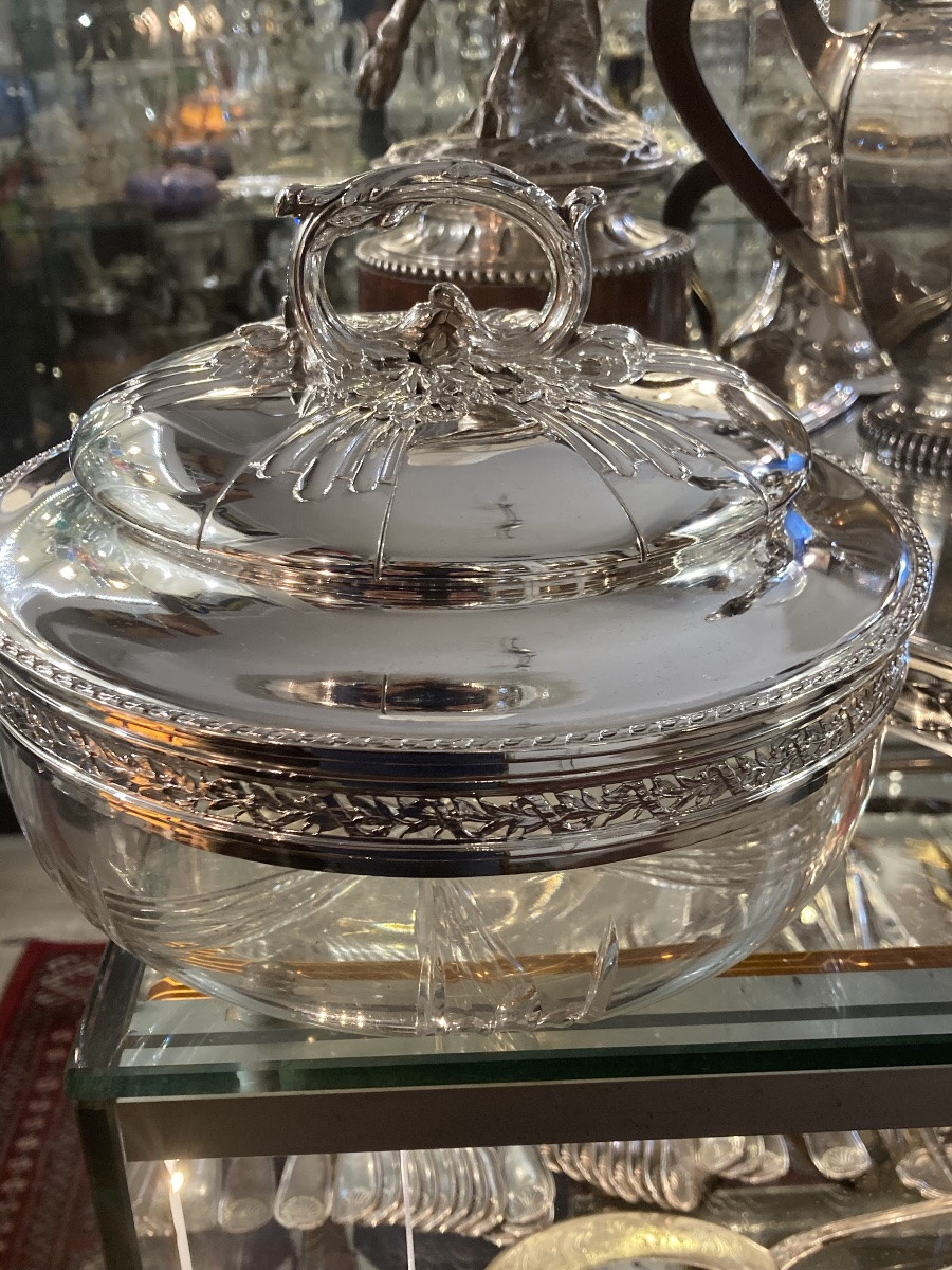 Légumier cristal et argent massif minerve export 1 e titre-photo-4