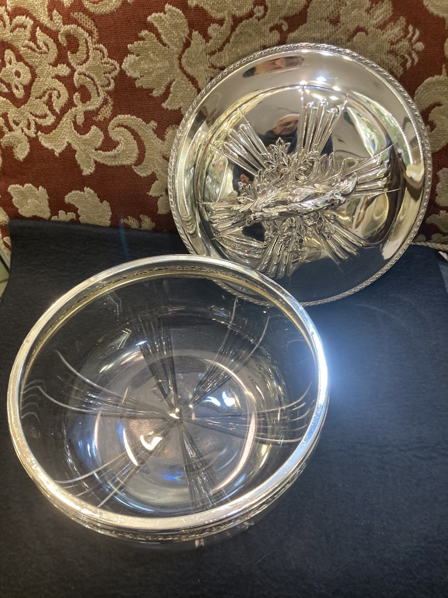 Légumier cristal et argent massif minerve export 1 e titre-photo-8