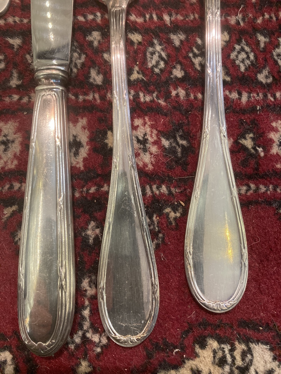 Ménagère Compléte Rubans Croisés Signed St Médard-photo-3