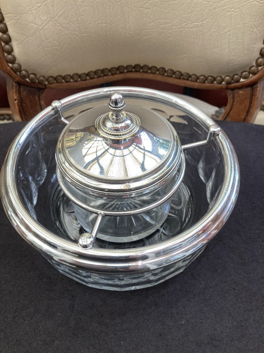 Serviteur à caviar métal et cristal Baccarat -photo-2