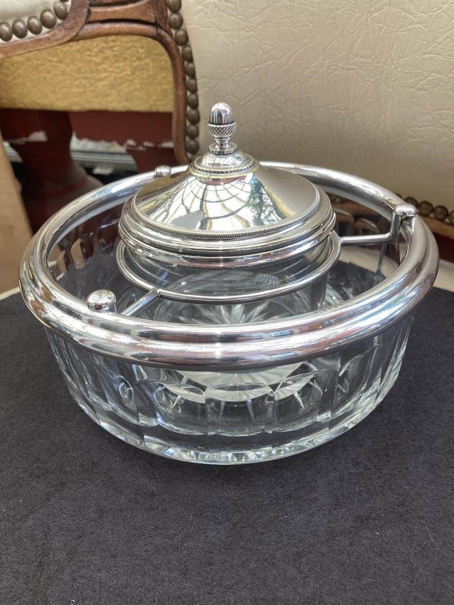 Serviteur à caviar métal et cristal Baccarat -photo-3